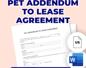 Pet Addendum To Lease Agreement | Printable Template For Microsoft Word