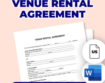 Venue Rental Agreement | Printable File For Microsoft Word