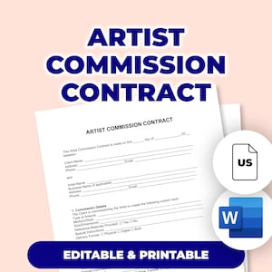 Konstnärsuppdragskontrakt | Utskrivbar fil för Microsoft Word