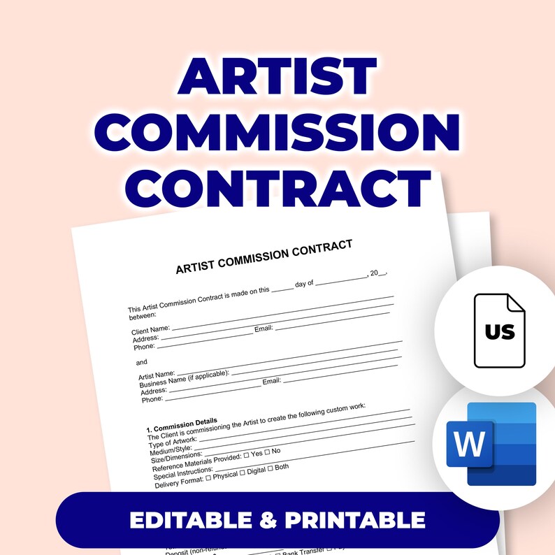 Artist Commission Contract | Printable File for Microsoft Word - Etsy