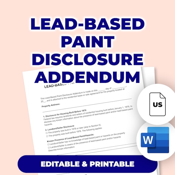 Lead-Based Paint Disclosure Addendum | Printable Template For Microsoft Word