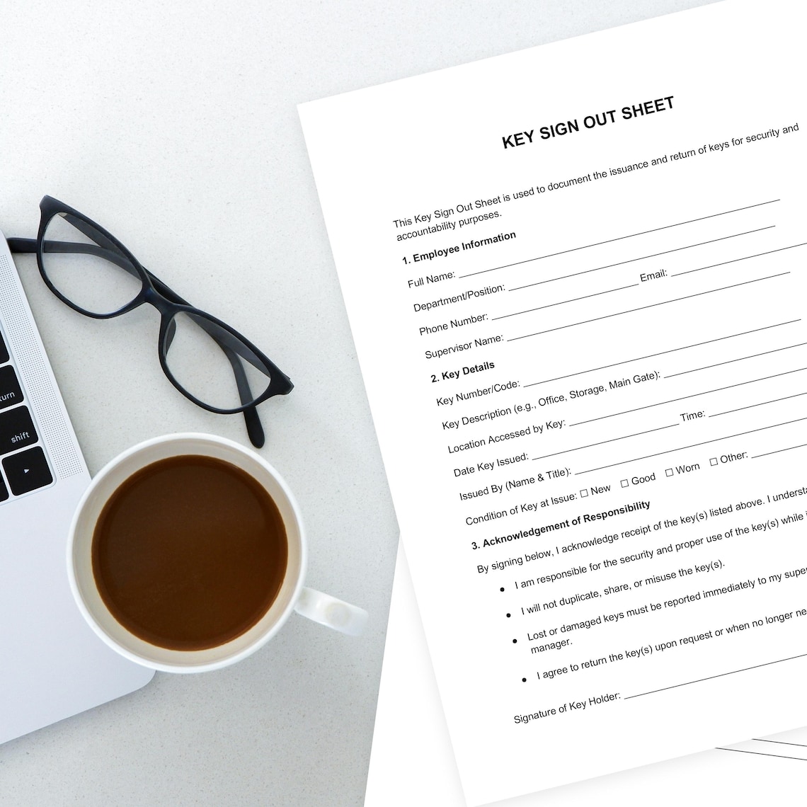 Key Sign Out Sheet Template | Printable File for Microsoft Word - Etsy