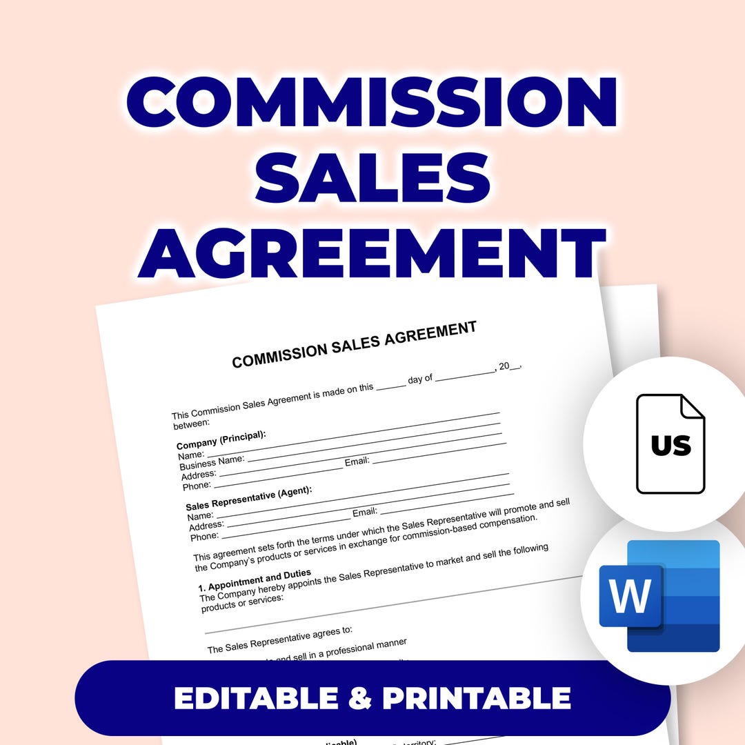 Commission Sales Agreement | Printable File for Microsoft Word - Etsy