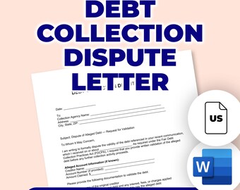 Debt Collection Dispute Letter | Printable File For Microsoft Word