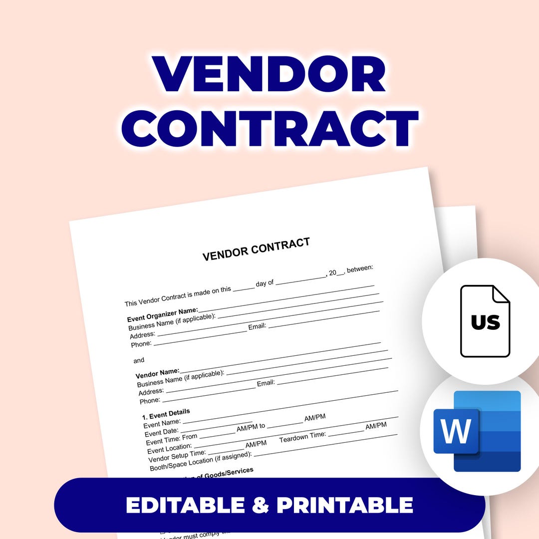 Vendor Contract | Printable File for Microsoft Word - Etsy