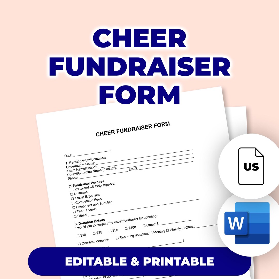 Cheer Fundraiser Form | Printable File for Microsoft Word - Etsy