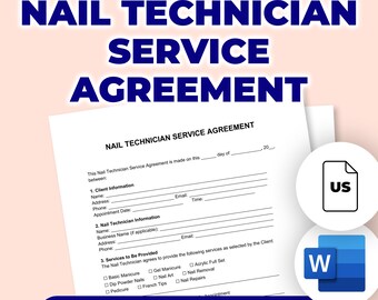 Nail Technician Service Agreement | Printable File For Microsoft Word