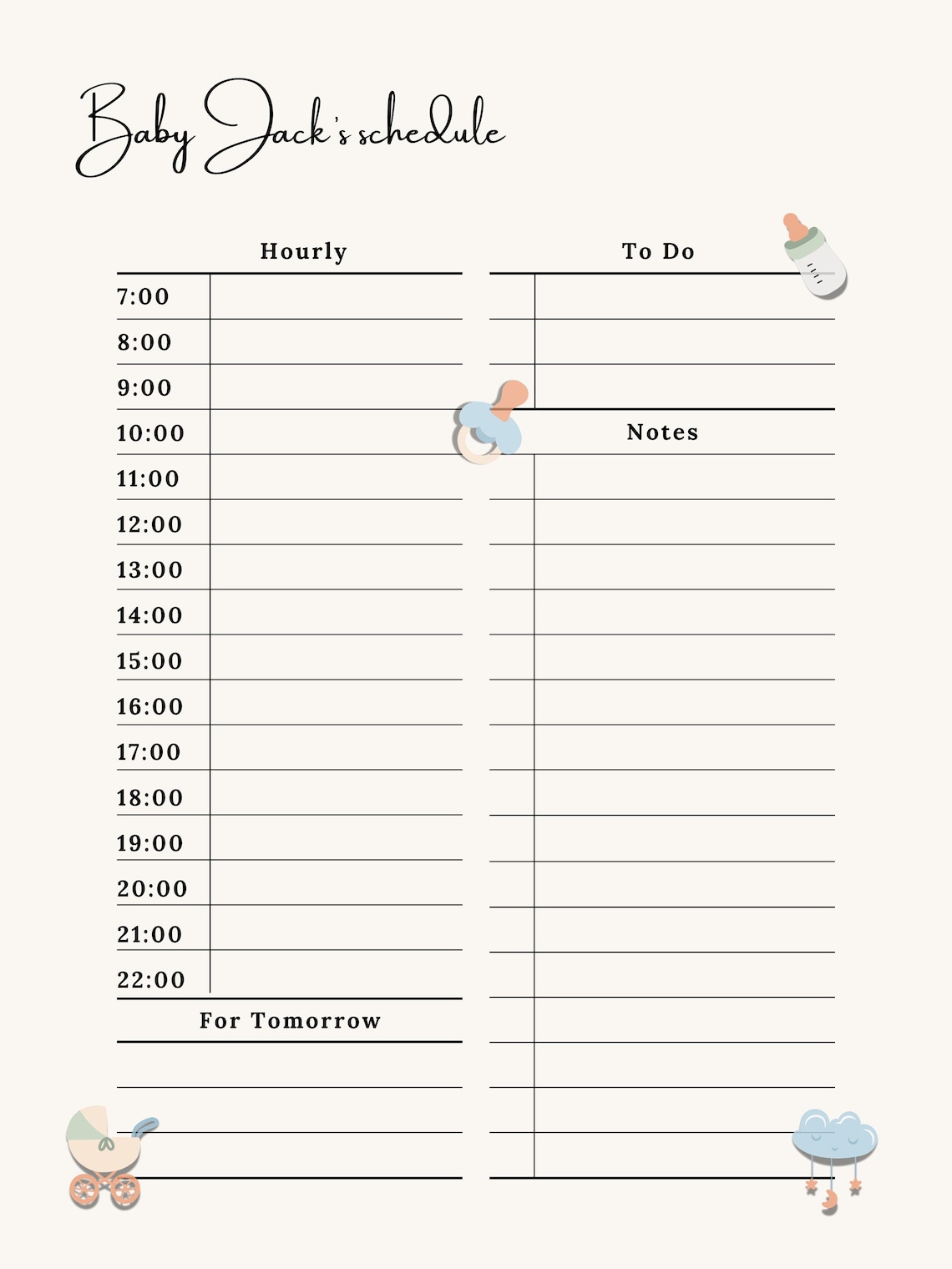 Editable Baby Daily Schedule Printable: Newborn Routine Planner (PDF ...