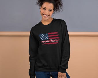 We the People Patriotic American Flag Sweatshirt