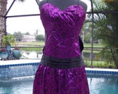 Gunne Sax by Jessica McClintock Purple with Black Velvet Formal Dress