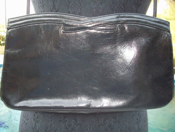 Vintage Black Leather Purse/Clutch by Morris Mosk… - image 2