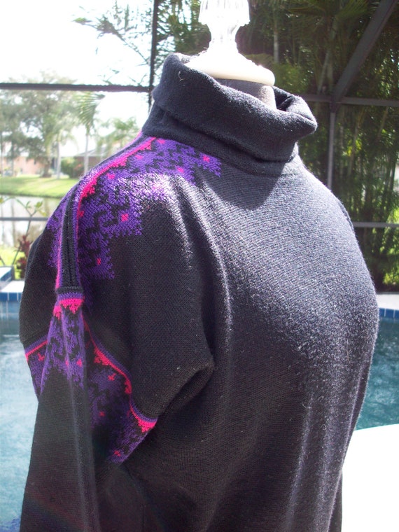 Vintage Black, Purple and Pink Ski Sweater by Meis