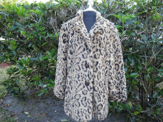 Vintage Leopard / Ocelot Fabulous Faux Fur Coat b… - image 7