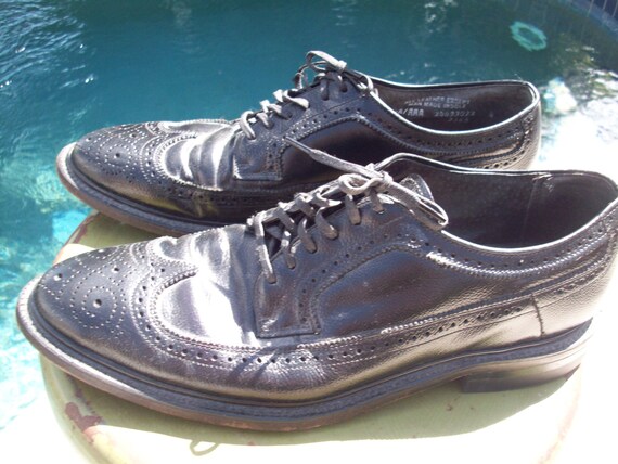 Black Leather Wingtip Shoes Hanover 