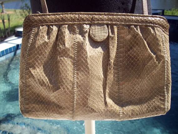 Tan Snake Skin Purse/Clutch by Clemente - image 1