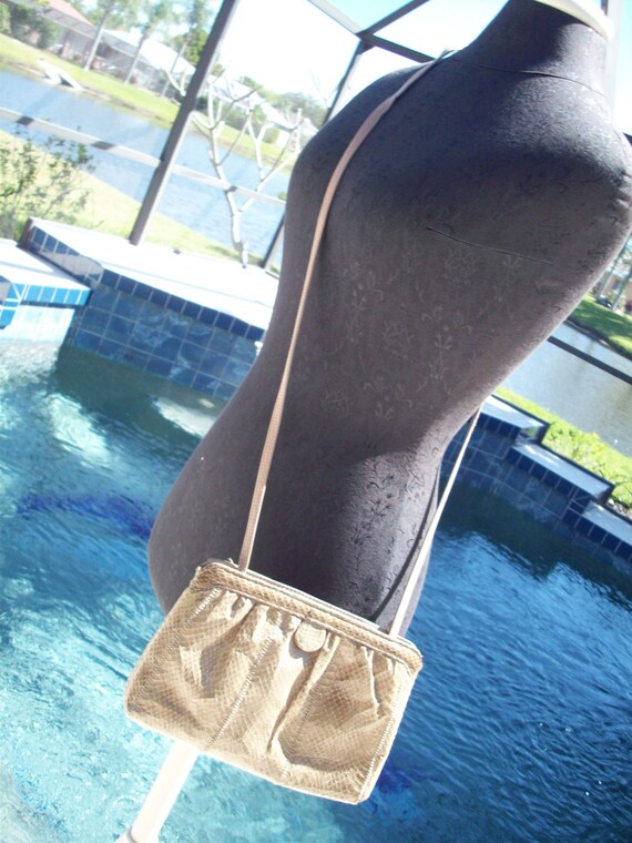Tan Snake Skin Purse/Clutch by Clemente - image 4