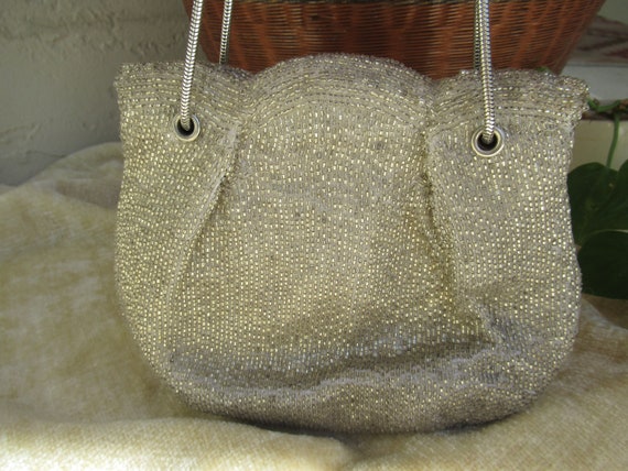 Vintage Silver Beaded Purse