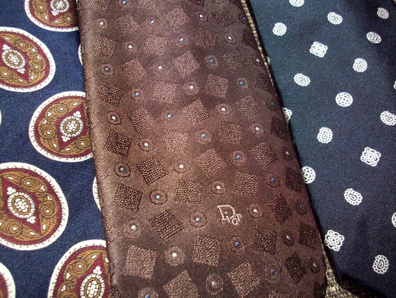 Three Types of Vintage Christian Dior Ties, Brown… - image 2