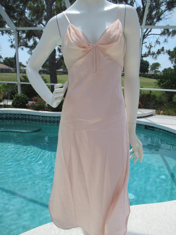 Vintage Pink Spaghetti Strap Night Gown Lingerie … - image 4