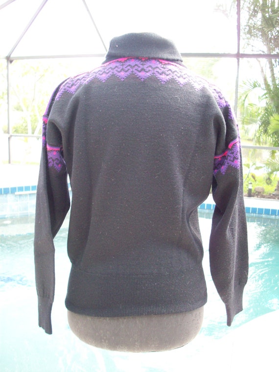 Vintage Black, Purple and Pink Ski Sweater by Mei… - image 7