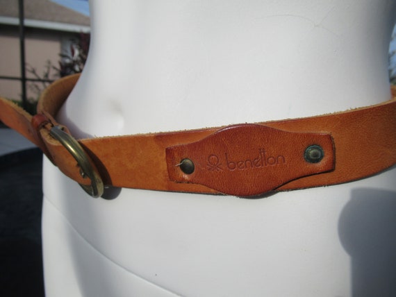Genuine Leather Tan/Brown Belt by Benetton - image 4