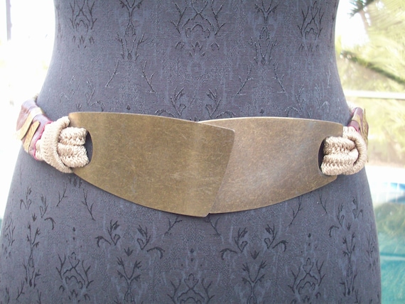 Vintage Iron/metal/brass Look With Rope and Leather - Etsy display picture 1