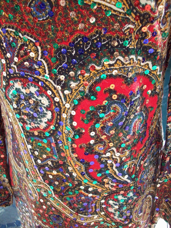 Vintage Long Paisley and Sequin Dress, Romantica … - image 7