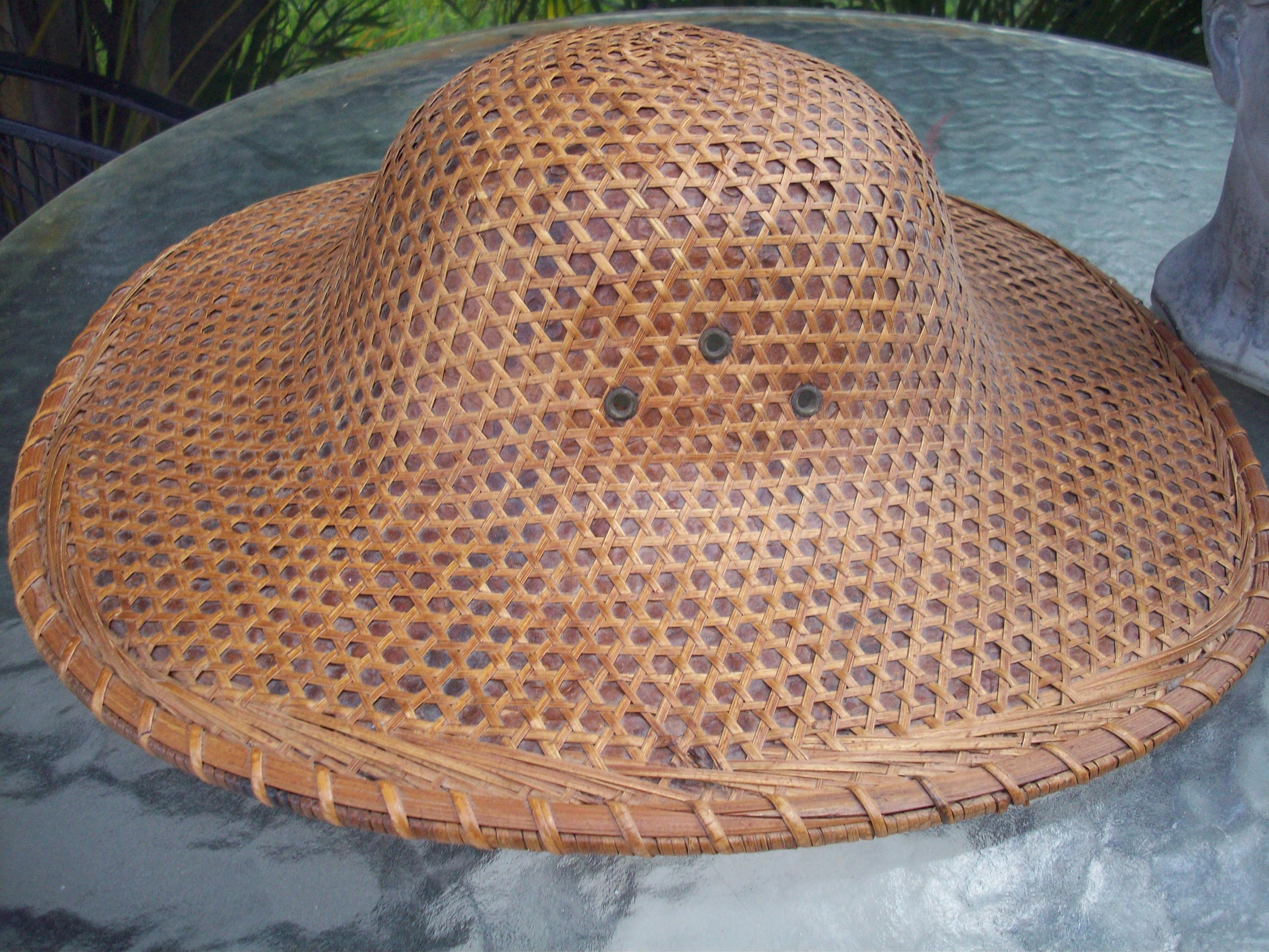 Vintage Woven Straw / Pith Helmet Safari Explorer Hat , Wall Decor