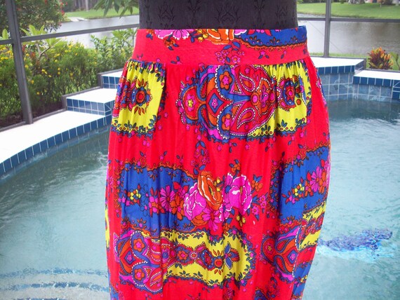 Colorful Flower and Paisley Print Skirt - image 9