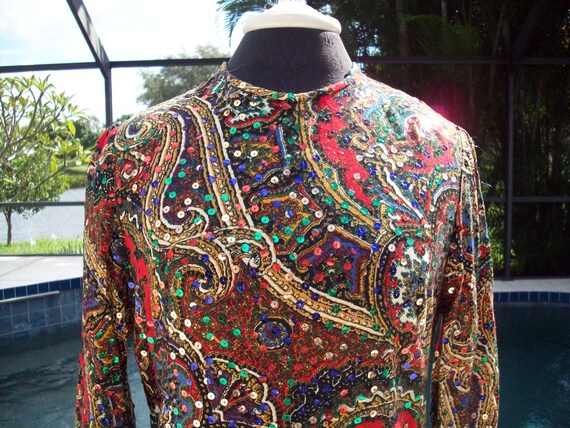 Vintage Long Paisley and Sequin Dress, Romantica … - image 3