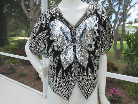 black silver sequin top