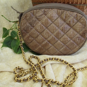 Vintage Classy Tan Snake Skin Purse  By Magnum Fashion