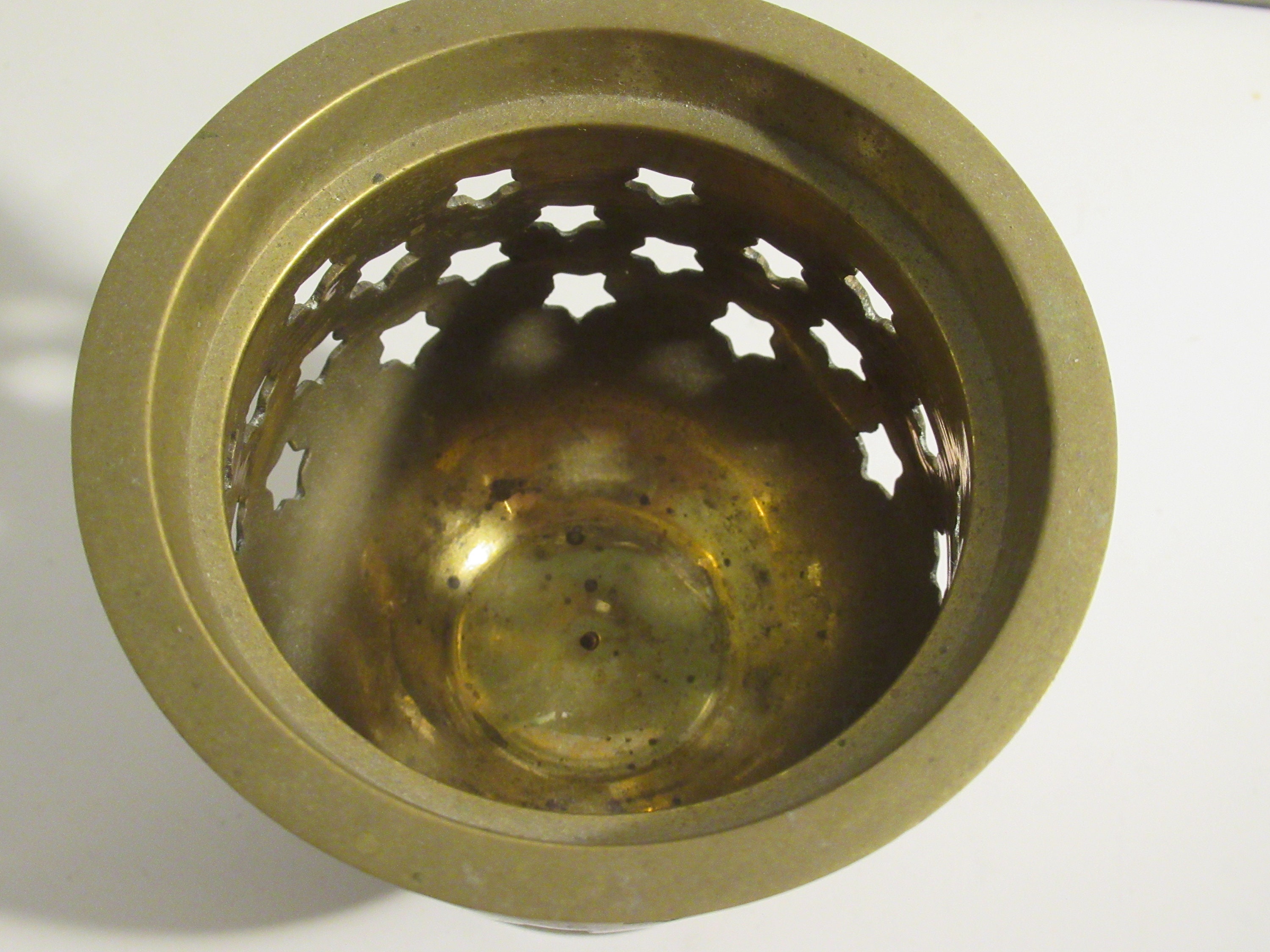 Vintage Round Brass Roly Poly Star, Diamond and Clover Candle Holders ...