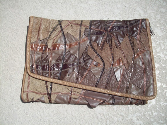Leather and Snake Skin Cutch by 7 Seven Handbags b