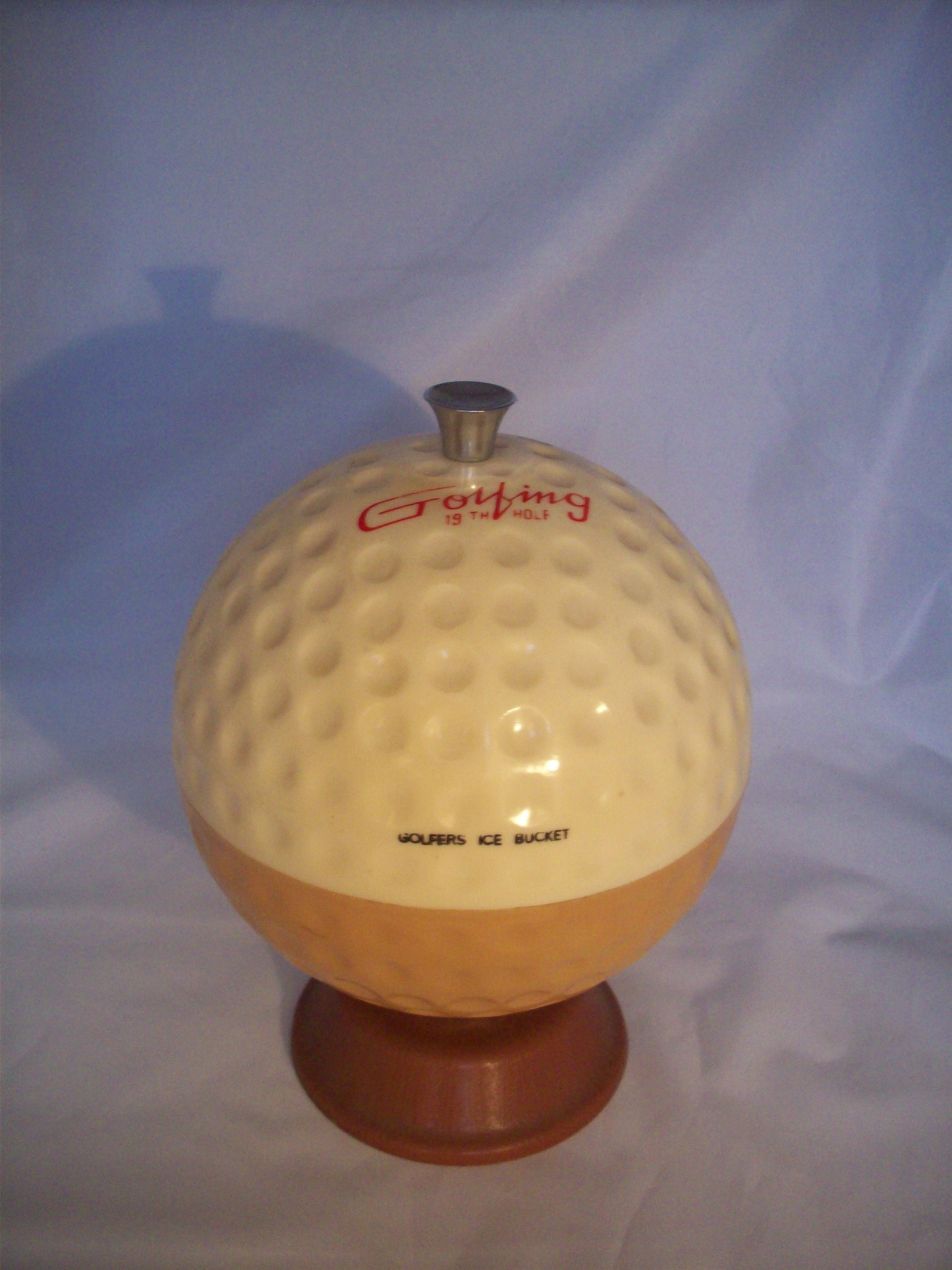 Vintage Golfers Plastic Ice Bucket made Japan shape of ball on tee