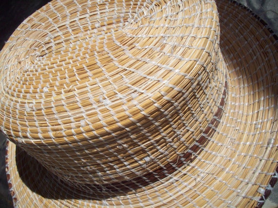 Vintage Woven Straw Fedora / Top Hat / Boaters Ha… - image 8