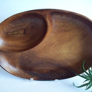 Mid Century Large Oval Monkey Pod Wood Philcraft Bowl/ Tray / Chip-n-Dip, Philippines