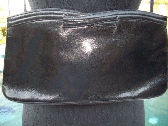 Vintage Black Leather Purse/Clutch by Morris Mosk… - image 3