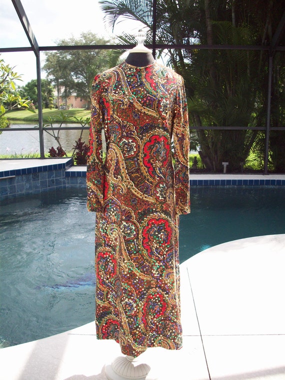 Vintage Long Paisley and Sequin Dress, Romantica … - image 1