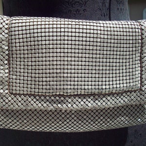 Vintage Taupe Color Metal Mesh Handbag/Clutch image 5