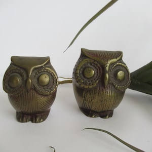 Two Vintage Brass Owl Figurines / Decor