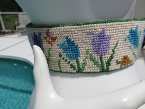 Vintage Embroidered Flower Power Thick Belt - image 6