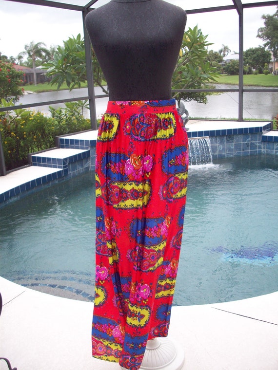 Colorful Flower and Paisley Print Skirt - image 1