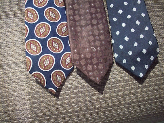 Three Types of Vintage Christian Dior Ties, Brown… - image 3