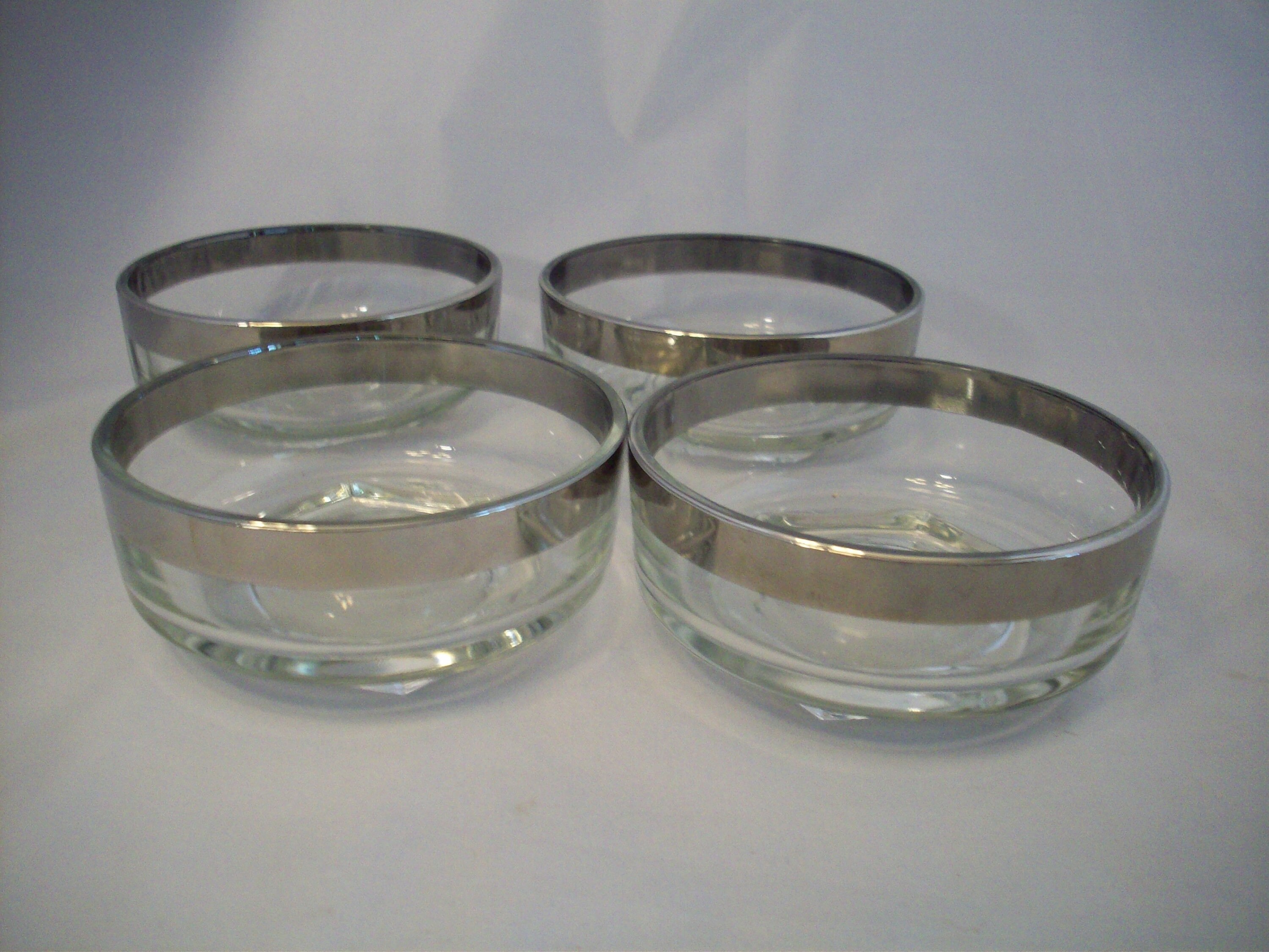 Dorothy Thorpe Silver Rim Tumblers Set of 2 Bar Glasses Mid Century