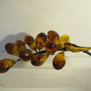 Vintage Lucite Grape Cluster / Amber Glass Crystal Cluster