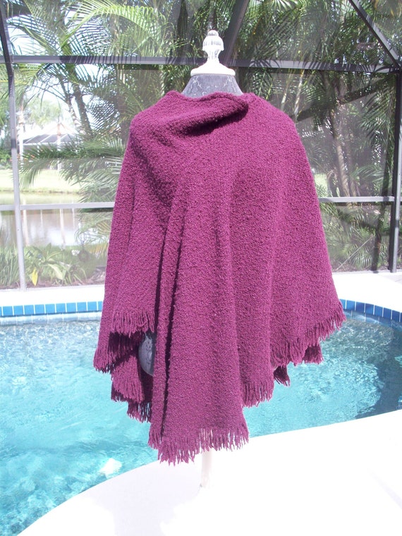 Wool Burgundy Cape/Shawl/Coverall by Weave O' The… - image 1