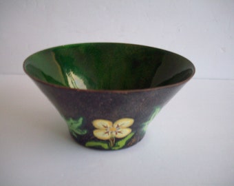 Vintage MCM / Enamel / Copper Floral / Flower Bowl