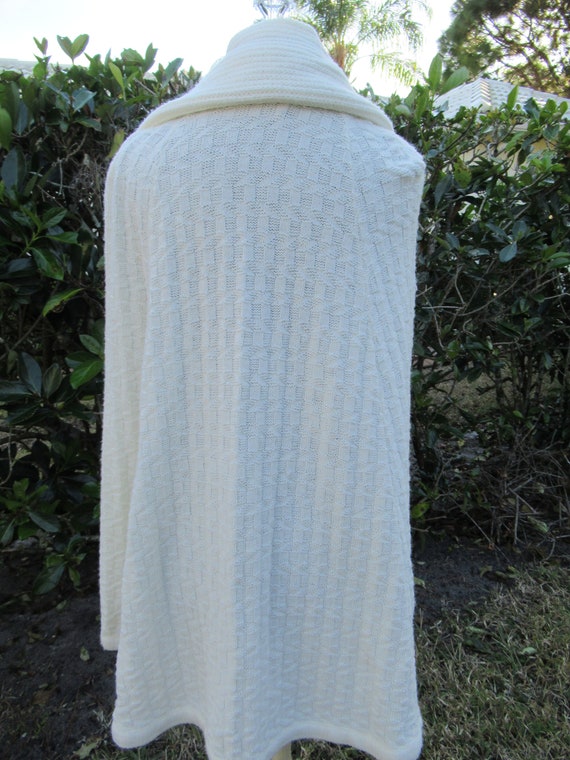 Cream Knit Button Up Cape/Shawl With Scarf By San… - image 7