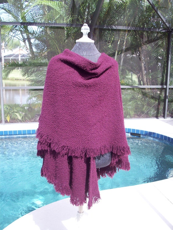 Wool Burgundy Cape/Shawl/Coverall by Weave O' The… - image 2